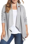 Bobeau One-button Fleece Cardigan In Heather Medium Grey