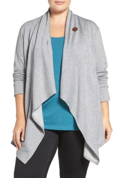 Bobeau One button Fleece Cardigan In Heather Oatmeal ModeSens