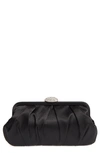 Nina Concord Pleated Satin Frame Clutch In Black