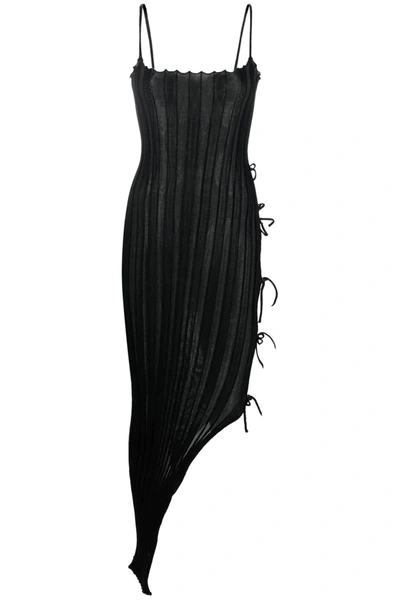 A. Roege Hove Cut-out Asymmetric Knitted Dress In Black Cotton