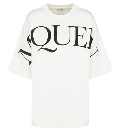 Alexander Mcqueen Cotton Crew-neck T-shirt In Bianco