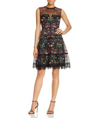 tahari black floral dress