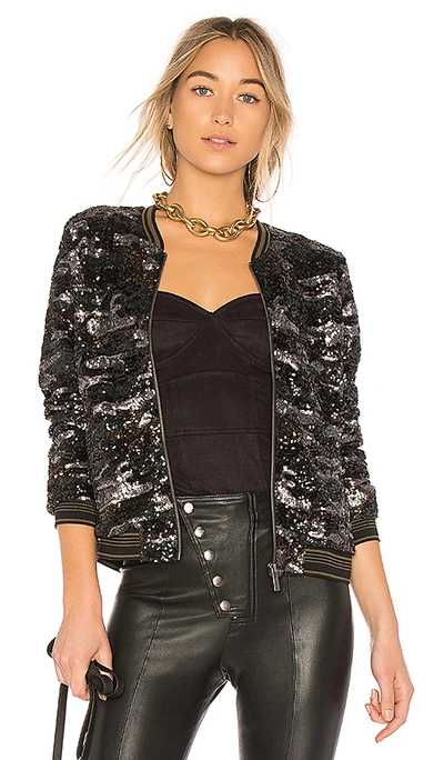 Sanctuary Sequined Camo Bomber Jacket In Black