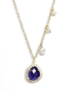 Meira T Mini Stone Diamond Pendant Necklace In Yellow Gold/ Blue Sapphire