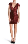 Dress The Population Zoe Sequin Minidress In Berry