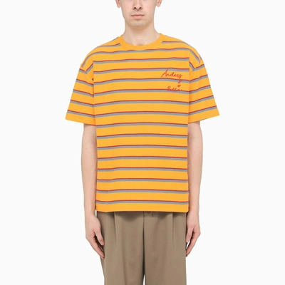 Andersson Bell Yellow/grey Striped T-shirt With Logo