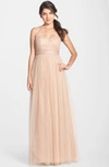 Jenny Yoo Annabelle Convertible Tulle Column Dress In Tuscan Beige