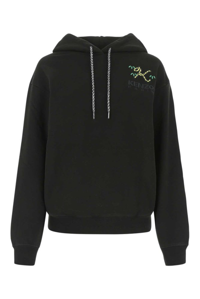 Kenzo Tiger Tail K Logo-embroidered Hoodie In Black