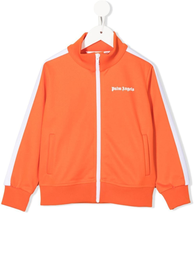 Palm Angels Kids' Classic Track Logo-print Woven Jacket 8-12 Years In Orange
