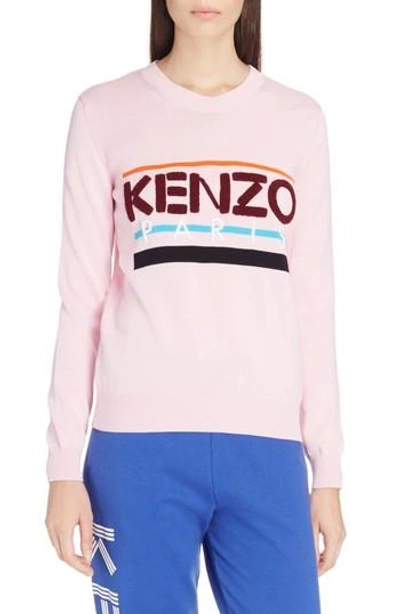 Kenzo Logo Patch Cotton Sweater In Rose Flamant