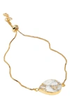 Saachi 18k Gold Plated Mojave Turquoise Teardrop Slider Bracelet In White