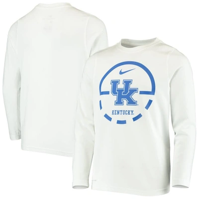 Nike Kids' Youth  White Kentucky Wildcats Basketball Legend Performance Long Sleeve T-shirt
