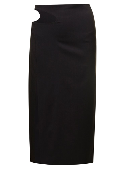 Low Classic Cutout-side Pencil Skirt In Charcoal