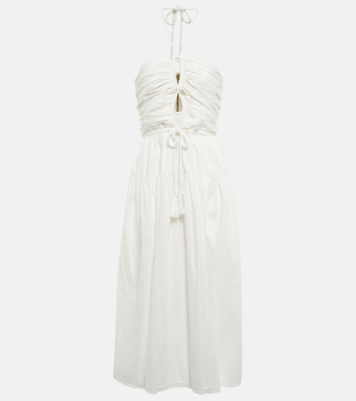 Ulla Johnson Emmaline Halterneck Cotton Poplin Midi Dress In Cowrie