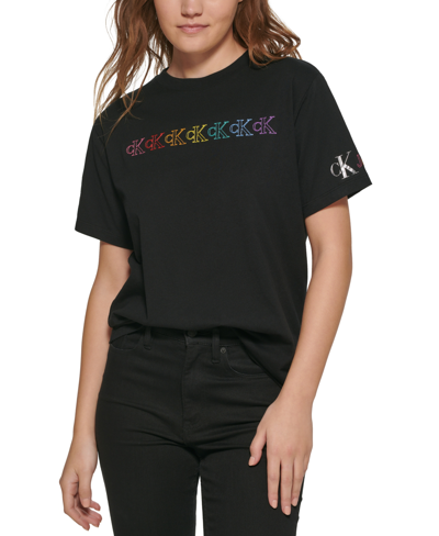 Calvin Klein Jeans Est.1978 Women's Pride Ck Outline Logo Tour T-shirt In  Black | ModeSens