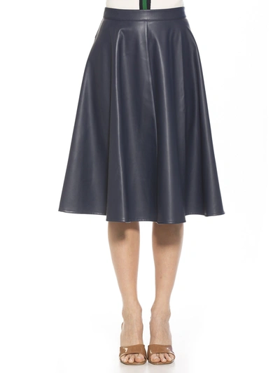 Alexia Admor Faux Leather Midi Skirt In Blue