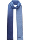 Fendi Two-tone Embossed Logo Scarf In Blue