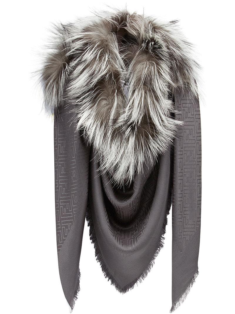 fendi fur trim scarf