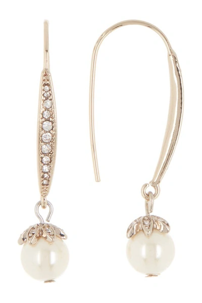 Marchesa Pave Crystal Linear Drop Earrings In Gold/blush