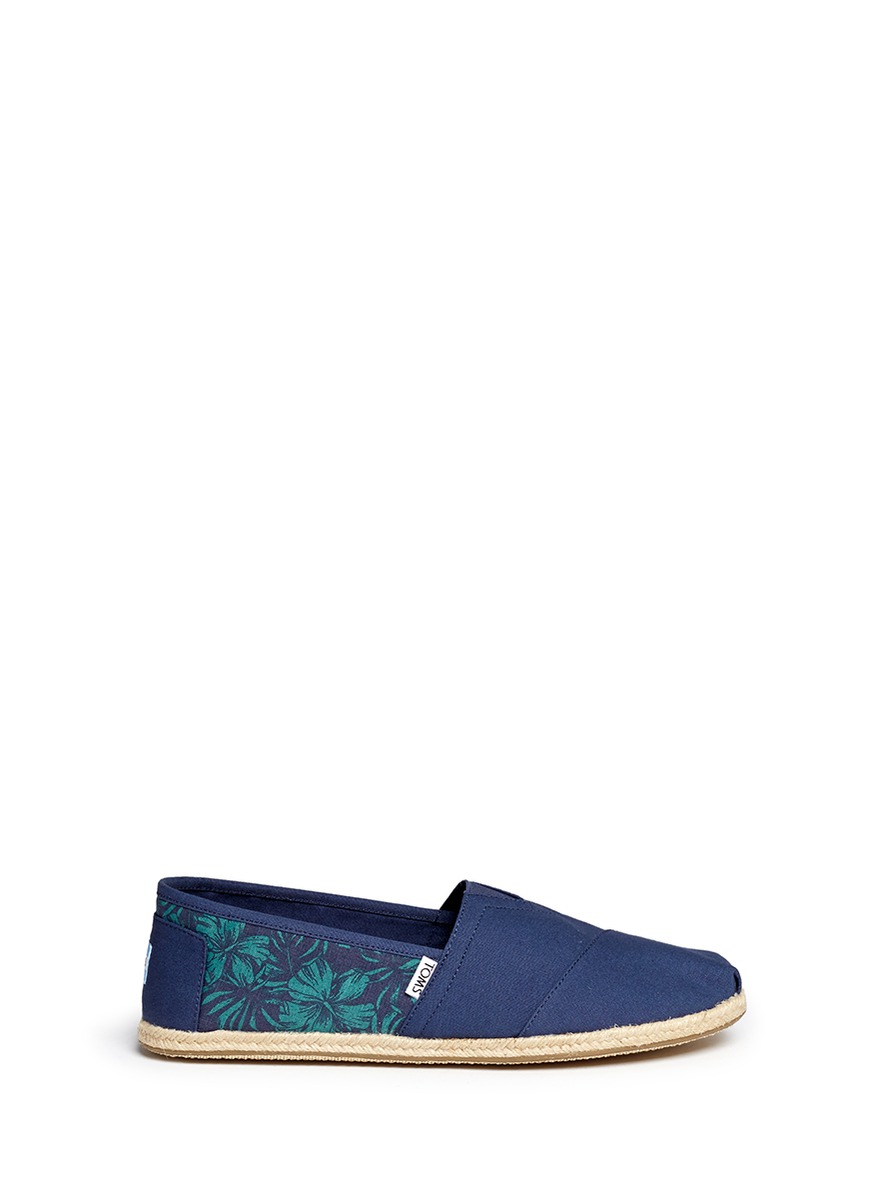 Toms 'classic' Hibiscus Print Canvas Espadrille Slip-ons In Navy | ModeSens