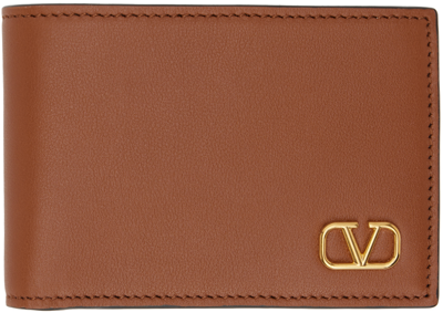 Valentino Garavani Vlogo Signature Wallet For Us Dollars In Saddle Brown