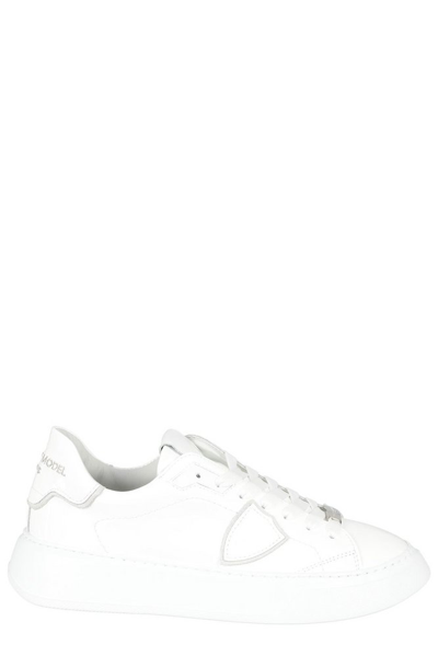 Philippe Model Temple Sneaker In White Patent Leather