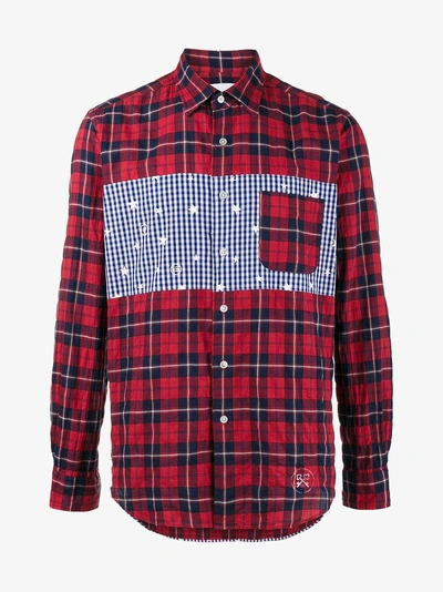 Uniform Experiment Checked Star Panel Shirt In Red