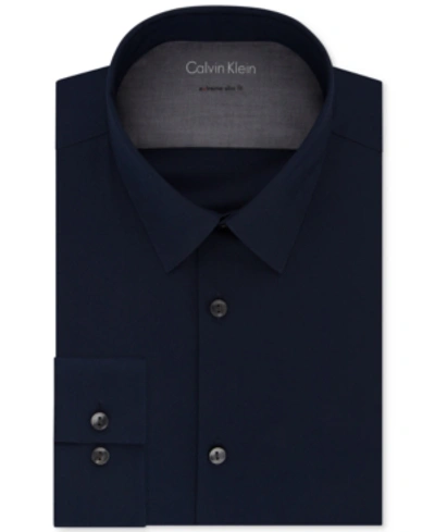 Calvin Klein X Men's Extra-slim Fit Thermal Stretch Performance Solid Dress Shirt In Navy