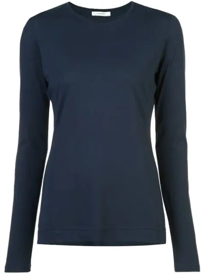 Adam Lippes Round Neck Long-sleeved Top In Blue