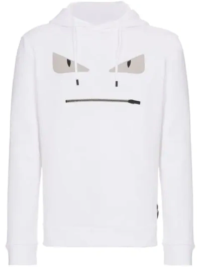 Fendi Embellished Bag Bugs Hoodie In White