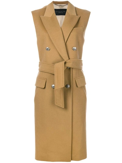 Barbara Bui Sleeveless Tied Double Breasted Coat In Neutrals