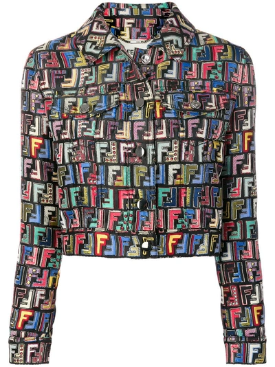 Fendi Ff Logo Printed Jacket In Multi