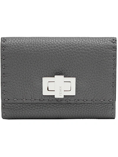 Fendi Turnlock Wallet In Grey