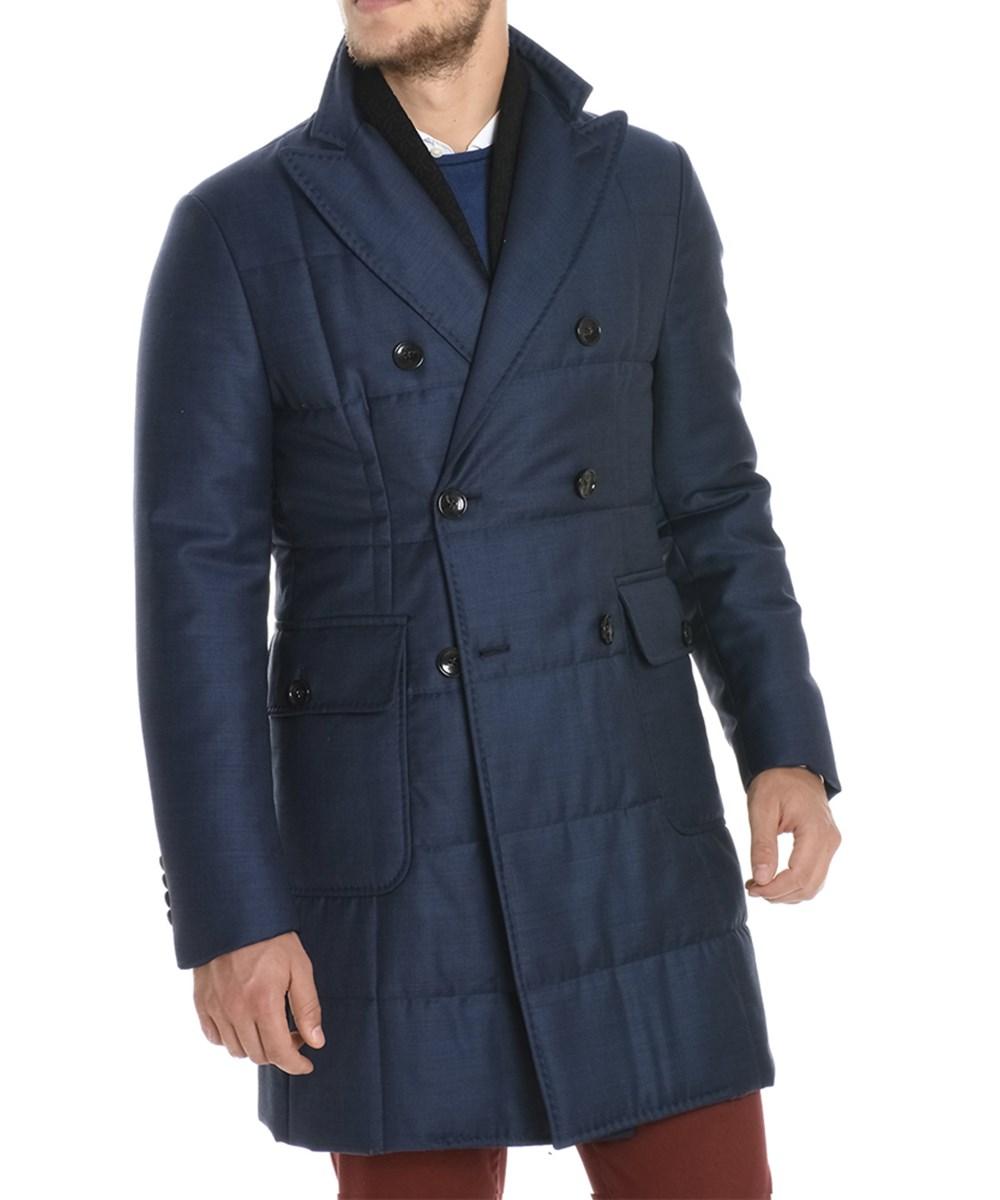 Montecore Men's Blue Wool Coat | ModeSens