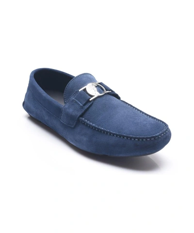 Versace Collection Men's Medusa Suede Leather Driving Shoes Loafer Blue |  ModeSens