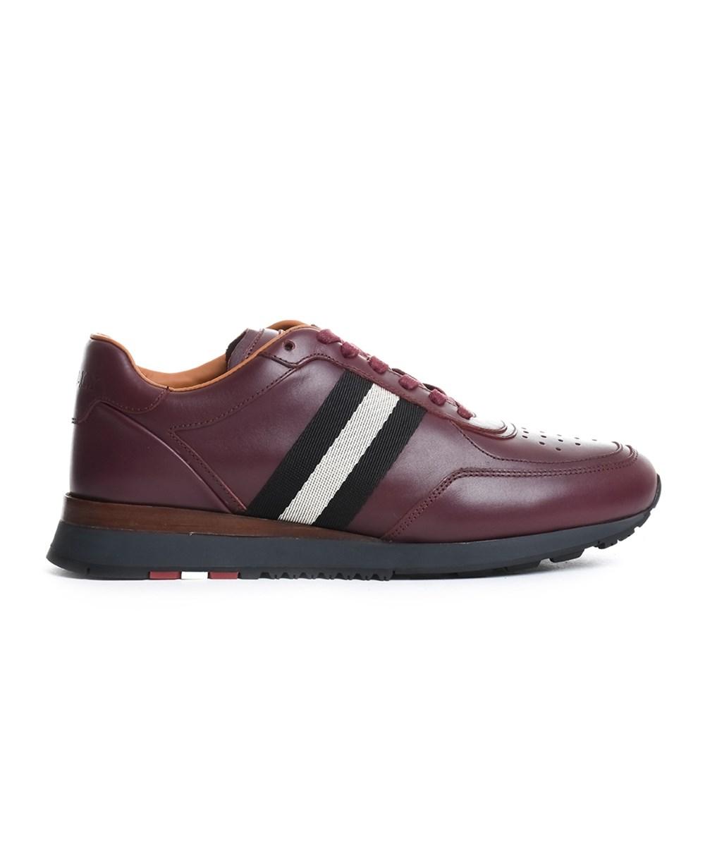 Bally Men's Burgundy Leather Sneakers In Red | ModeSens