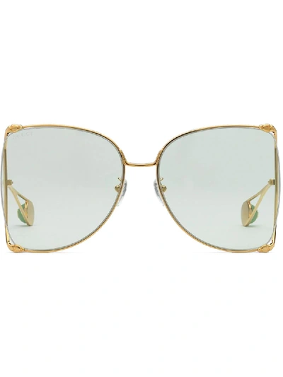 Gucci Oversize Round Metal Sunglasses In Gold