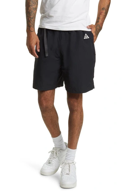 Nike Acg Straight-leg Logo-embroidered Belted Nylon Shorts In Black