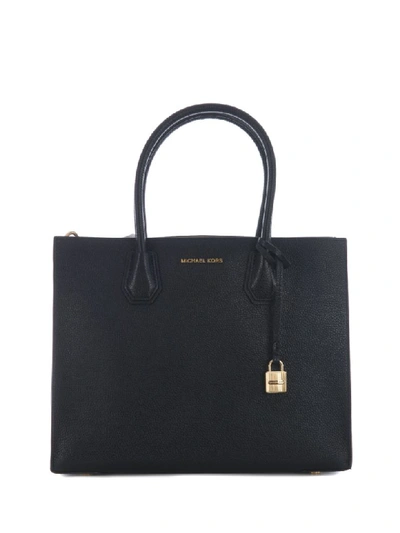 Michael Kors Leather Tote In Nero