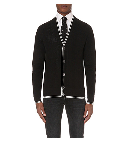 Tom Ford Contrast-tipped Silk And Cotton-blend Cardigan In Black | ModeSens