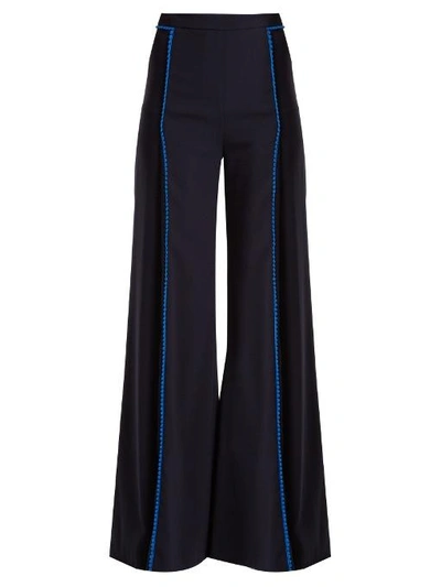 Galvan Chan Chan High-rise Wide-leg Trousers In Navy