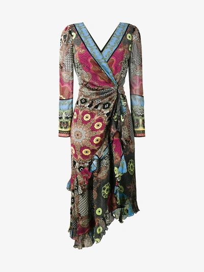 Etro Deep-v Printed Wrap Dress - Brown