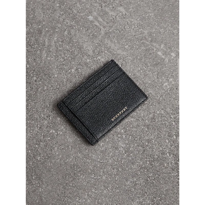 Burberry House Check And Leather Money Clip Card Case In Black