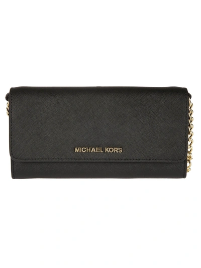 Michael Michael Kors Wallet With Chain Crossbody Strap In Nero