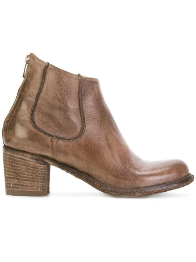 Officine Creative Brushed Ankle Boots In Brown