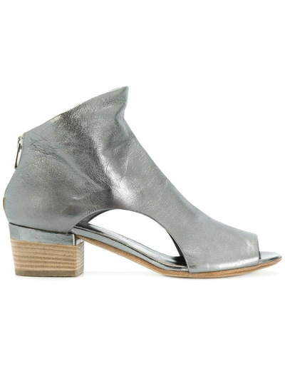 Officine Creative Open Toe Cut Out Sides Ankle Boots In Grey