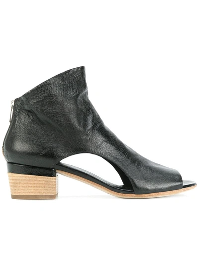 Officine Creative Open Toe Cut Out Sides Ankle Boots In Black