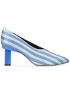 Tibi Striped Pointed Toe Pumps