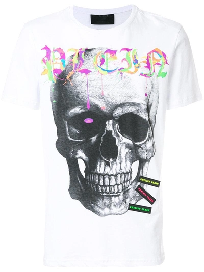 Philipp Plein Skull Print T-shirt In Bianco