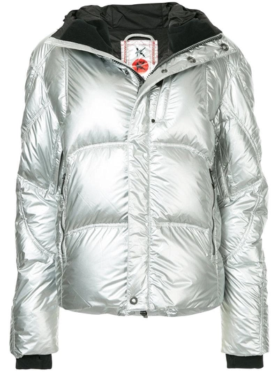 Kru Padded Hooded Jacket In Metallic